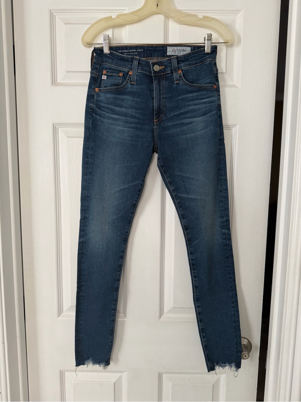 AG Dark Blue Wash “The Farrah Skinny Ankle”